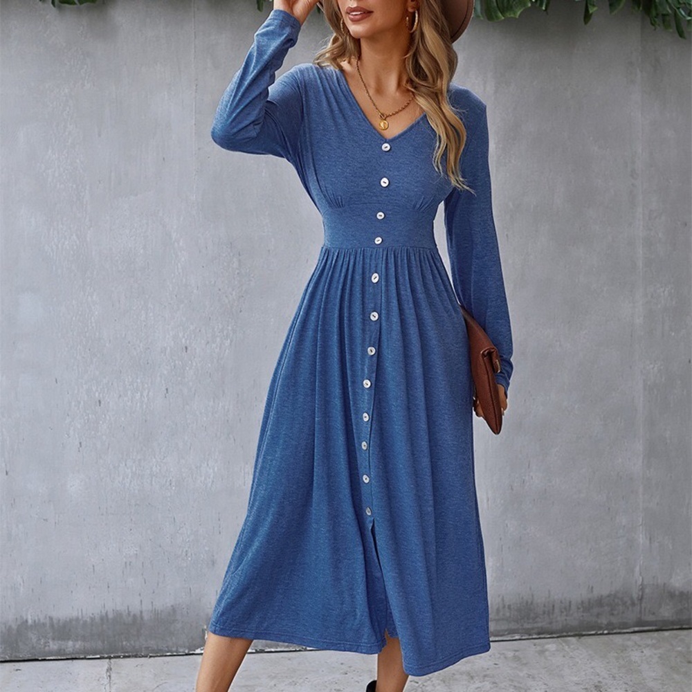 [3Packs] V Neck Long Sleeves Maxi Dress